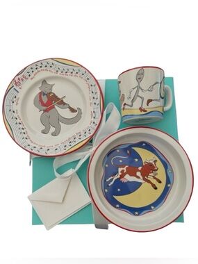 HP🎉TIFFANY & CO. Vintage “Hey Diddle Diddle”3 Piece Child Baby Feeding Set China